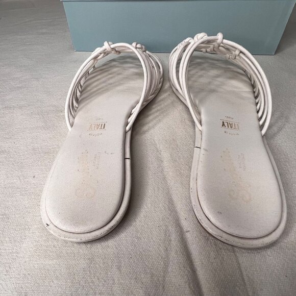 Seychelles-Lulus Size 9 White Leather Knotted Strap Slip-On Sandals Comfort - Picture 5 of 16